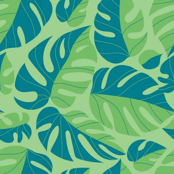 Bezešvé Tropické Květinové Vzory Palmovými Listy Vektorová Ilustrace — Stockový vektor