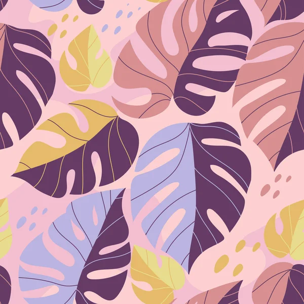 Naadloos Tropisch Bloemenpatroon Met Palmbladeren Vectorillustratie Stockillustratie