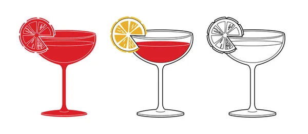 Alkohol Italok Vonal Művészeti Illusztráció Vektor Illusztráció Kozmopolita Koktél — Stock Vector