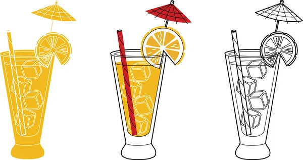 Álcool Bebidas Linha Ilustração Arte Ilustração Vetor Cocktail Chave Fenda —  Vetores de Stock
