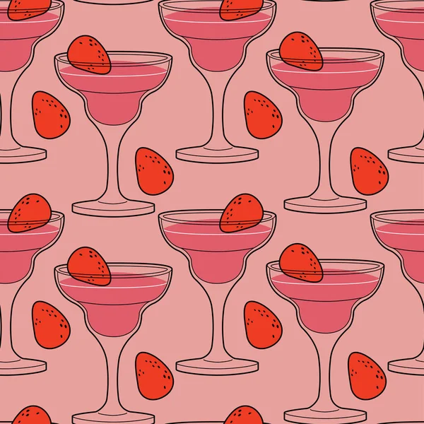 Modèle Sans Couture Bar Cocktail Caipirinha Avec Illustration Fruits Garniture — Image vectorielle