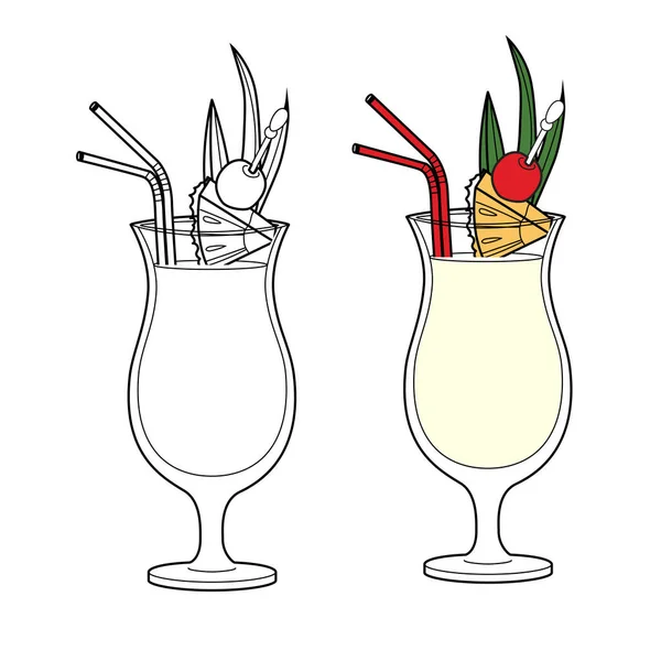 Иллюстрация Алкогольных Напитков Векторная Иллюстрация Коктейль Пина Колада — стоковый вектор