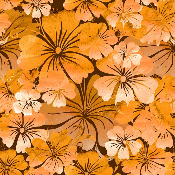 Padrão Floral Jardim Isolado Ilustração Aquarela — Fotografia de Stock