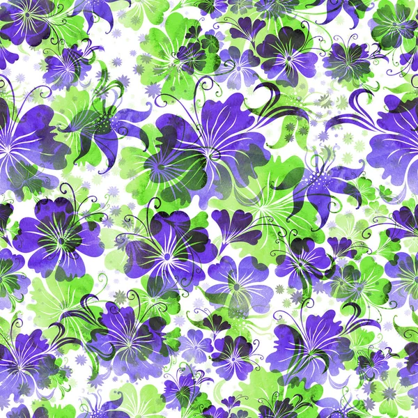 Padrão Floral Jardim Isolado Ilustração Aquarela — Fotografia de Stock