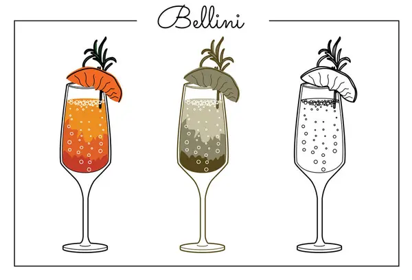 Иллюстрация Алкогольных Напитков Векторная Иллюстрация Беллини — стоковый вектор