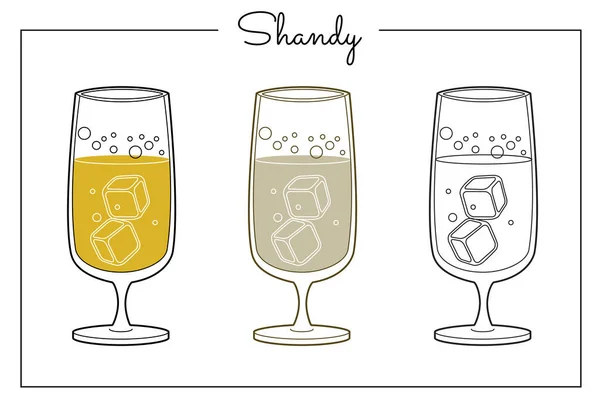 Alcohol Drinkt Lijn Kunst Illustratie Vector Illustratie Shandy — Stockvector