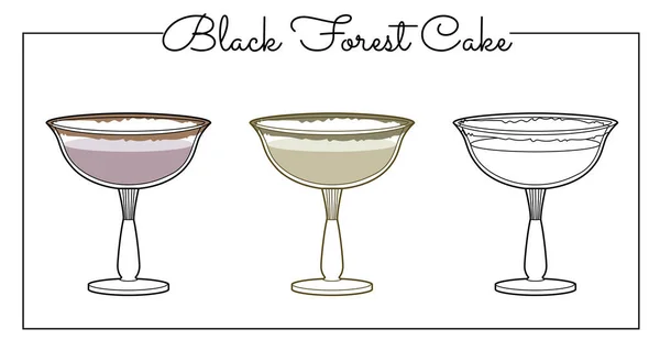 Alcohol Drinks Line Art Illustration Vector Illustration Black Forest Cake — Stock Vector