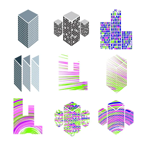 Σύνολο Λογότυπων Κτίριο Εικονογράφηση Διάνυσμα Ακινήτων — Διανυσματικό Αρχείο