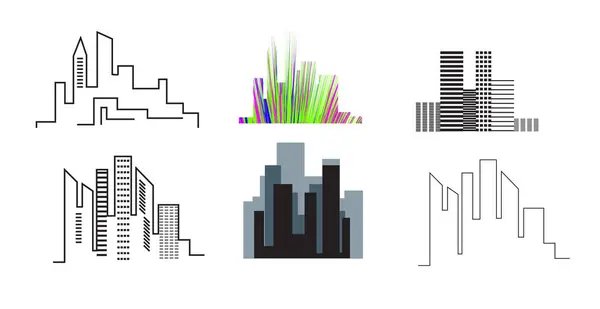 Conjunto Logotipos Com Construção Imobiliário Ilustração Vetorial —  Vetores de Stock