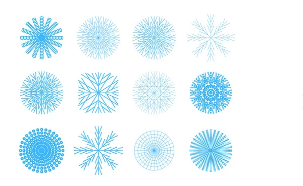 Set Snowflakes Christmas New Year Vector Illustration — Stock Vector