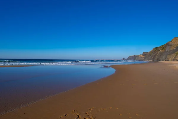 Peaceful Beautiful Coast Portugal Beautiful Ocean Beach Landscape Blue Sky — Stock Photo, Image