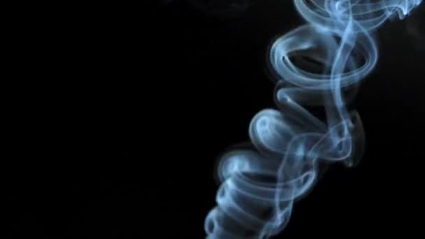 Fumée Abstraite Monte Dans Beaux Tourbillons Sur Fond Noir — Video
