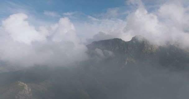 Widok Lotu Ptaka Piękny Krajobraz Górski Lecie Las Skały Lecąc — Wideo stockowe