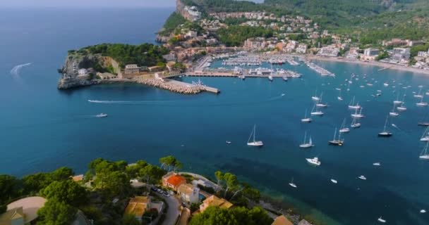 Majorca Spain Aerial View Summer Resort Town Port Soller Mallorca — Stockvideo