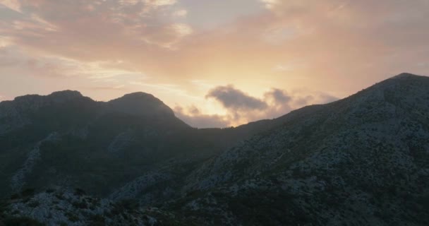 Silhouette Mountains Background Setting Sun Spain — Vídeo de Stock