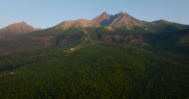 Aerial View Mountain Lomnitsky Shield Beautiful Mountain Landscape Summer Tatra — Stock Video