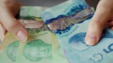 Female hands counting Canadian Dollar bills, close-up. Concept of investment, success, financial prospects or career advancement.