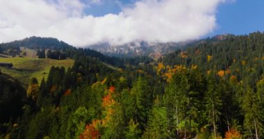 Aerial view of the beautiful autumn Swiss nature, Switzerland, famous Swiss tourist destination.