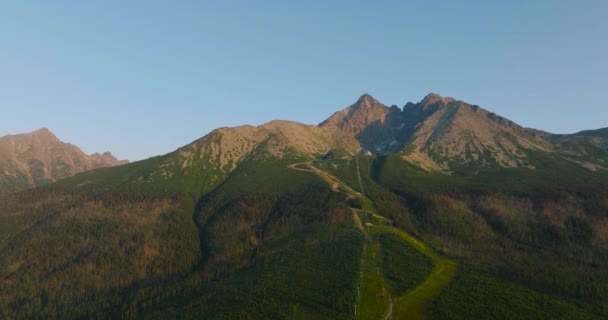 Aerial View Mountain Lomnitsky Shield Beautiful Mountain Landscape Summer Tatra — Vídeo de stock