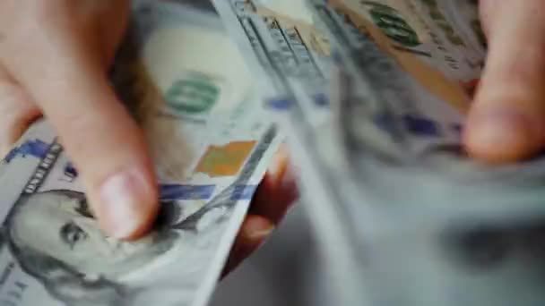 Kadın Eli Amerikan Dolarlarını Sayıyor Yakın Plan Yatırım Başarı Finansal — Stok video