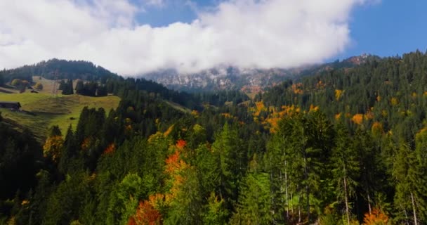 美しい秋のスイスの自然 スイス 有名なスイスの観光地の空中ビュー — ストック動画