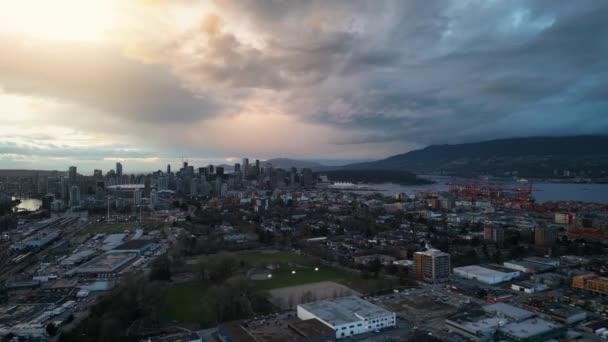 Aerial View Residential Suburban District Downtown Vancouver Background Canada Sunset — Stock Video