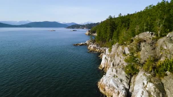 Vue Aérienne Littoral Dans Parc Lighthouse West Vancouver Colombie Britannique — Video