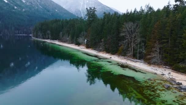 Vol Long Côte Lac Chilliwack Des Montagnes Hiver Situé Est — Video
