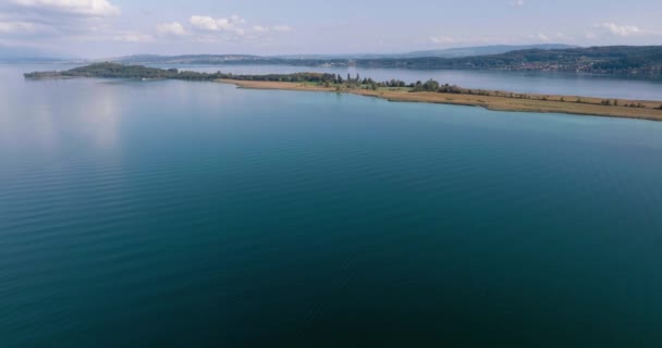 Letecký Pohled Jezero Biel Plachetnicemi Oblasti Jura Švýcarska — Stock video