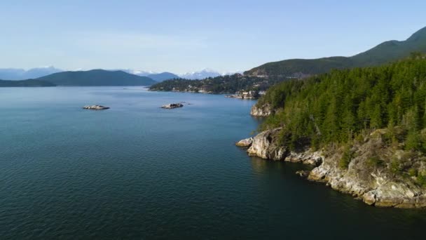 Luchtfoto Van Kustlijn Lighthouse Park West Vancouver British Columbia Canada — Stockvideo