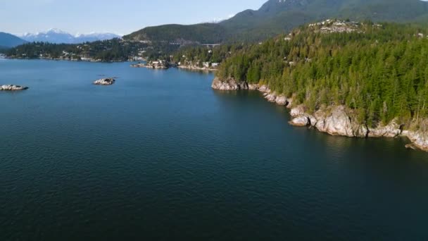 Vista Aérea Linha Costeira Lighthouse Park West Vancouver British Columbia — Vídeo de Stock
