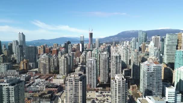 Flygfoto Över Skyskrapor Centrum Vancouver British Columbia Kanada — Stockvideo