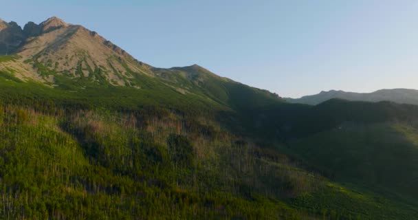 Aerial View Mountain Lomnitsky Shield Beautiful Mountain Landscape Summer Tatra — Stockvideo