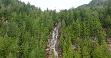 Güzel şelalenin hava manzarası - Gelin Şelalesi İl Parkı, Chilliwack, Britanya Kolumbiyası, Kanada. 