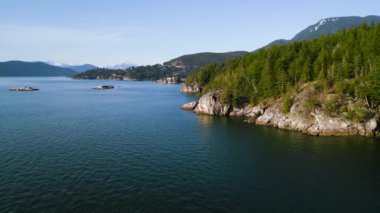 Deniz feneri parkındaki kıyı şeridinin hava görüntüsü Batı Vancouver, British Columbia, Kanada. 