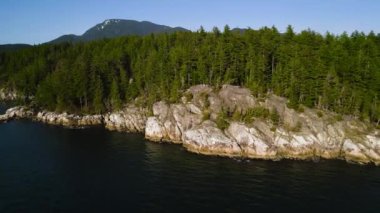 Deniz feneri parkındaki kıyı şeridinin hava görüntüsü Batı Vancouver, British Columbia, Kanada. 