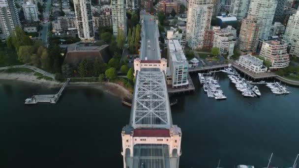 Impresionante Vista Superior Centro Granville Puente False Creek Vancouver Columbia — Vídeos de Stock