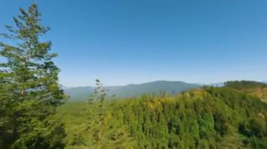 FPV Drone 'la dağ manzarası üzerinde manevra yapılabilir uçuş. Vancouver, British Columbia, Kanada yakınlarında çekilmiş.. 