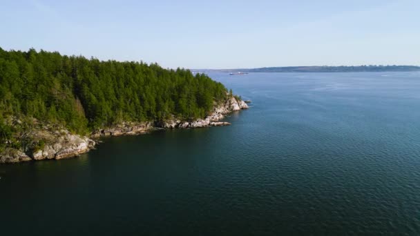 灯台公園内の海岸線の空中ビュー 西バンクーバー ブリティッシュコロンビア州 カナダ — ストック動画
