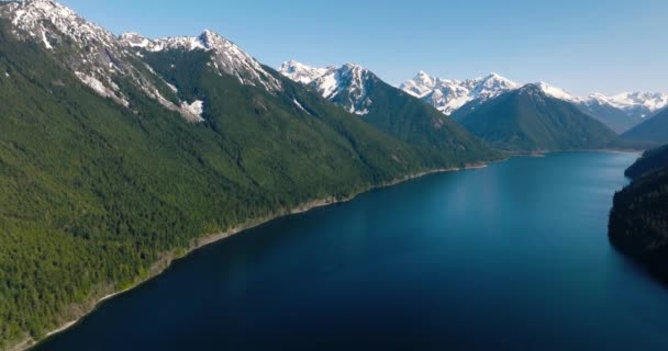 Vzdušná Krajina Pohled Chilliwack Lake Hory Jaře Nachází Východně Vancouveru — Stock video