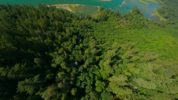 Αεροφωτογραφία Της Κοιλάδας Του Ποταμού Φρέιζερ Και Ορεινό Τοπίο Στη — Αρχείο Βίντεο