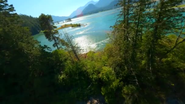 Letecký Pohled Údolí Řeky Fraser Horskou Krajinu Britské Kolumbii Kanada — Stock video