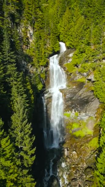 Aerial View Beautiful Waterfall Harrison Lake Located East Vancouver British — Stock Video