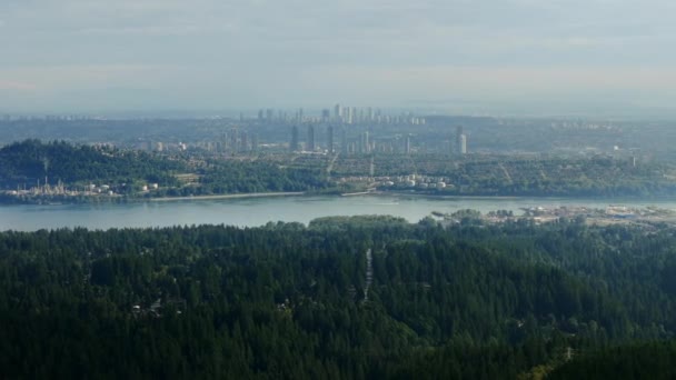Авиационная Панорама Бернаби Сити Гавани Ванкувера Британская Колумбия Канада — стоковое видео