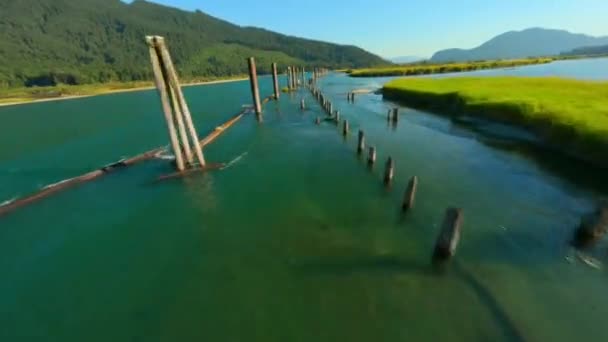 Widok Lotu Ptaka Doliny Rzeki Fraser Krajobrazu Górskiego Kolumbii Brytyjskiej — Wideo stockowe