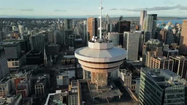 Vancouver Manzarası Harbour Centre British Columbia Kanada Şehir Merkezi Arka — Stok video