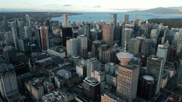 Prachtig Uitzicht Binnenstad Van Vancouver Bij Zonsopgang Brits Columbia Canada — Stockvideo