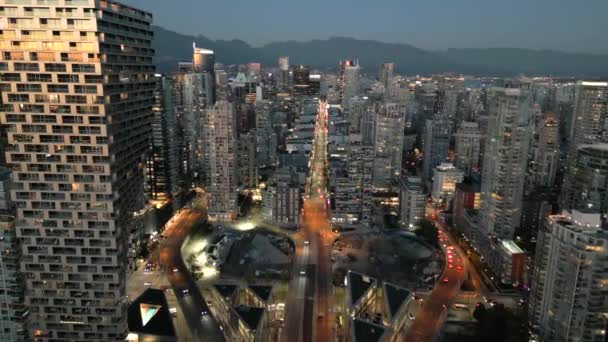 황혼에 밴쿠버 시내의 브리티시컬럼비아 캐나다 — 비디오