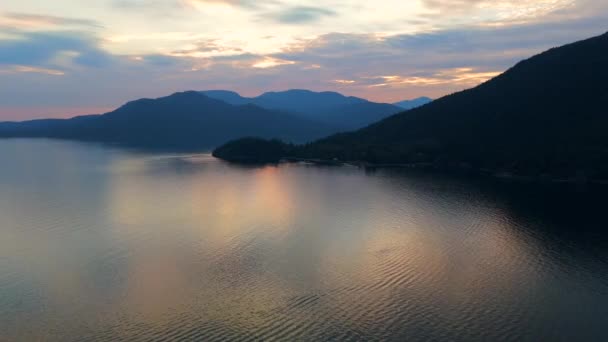 Vista Aérea Del Paisaje Marino Norte Vancouver Por Noche Cielo — Vídeos de Stock