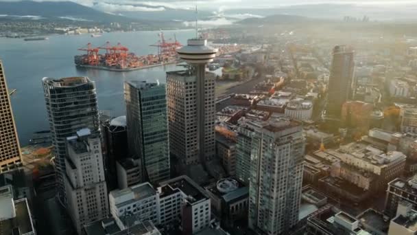 Aerial View Vancouver Lookout Harbour Centre British Columbia Canada Port — Stockvideo